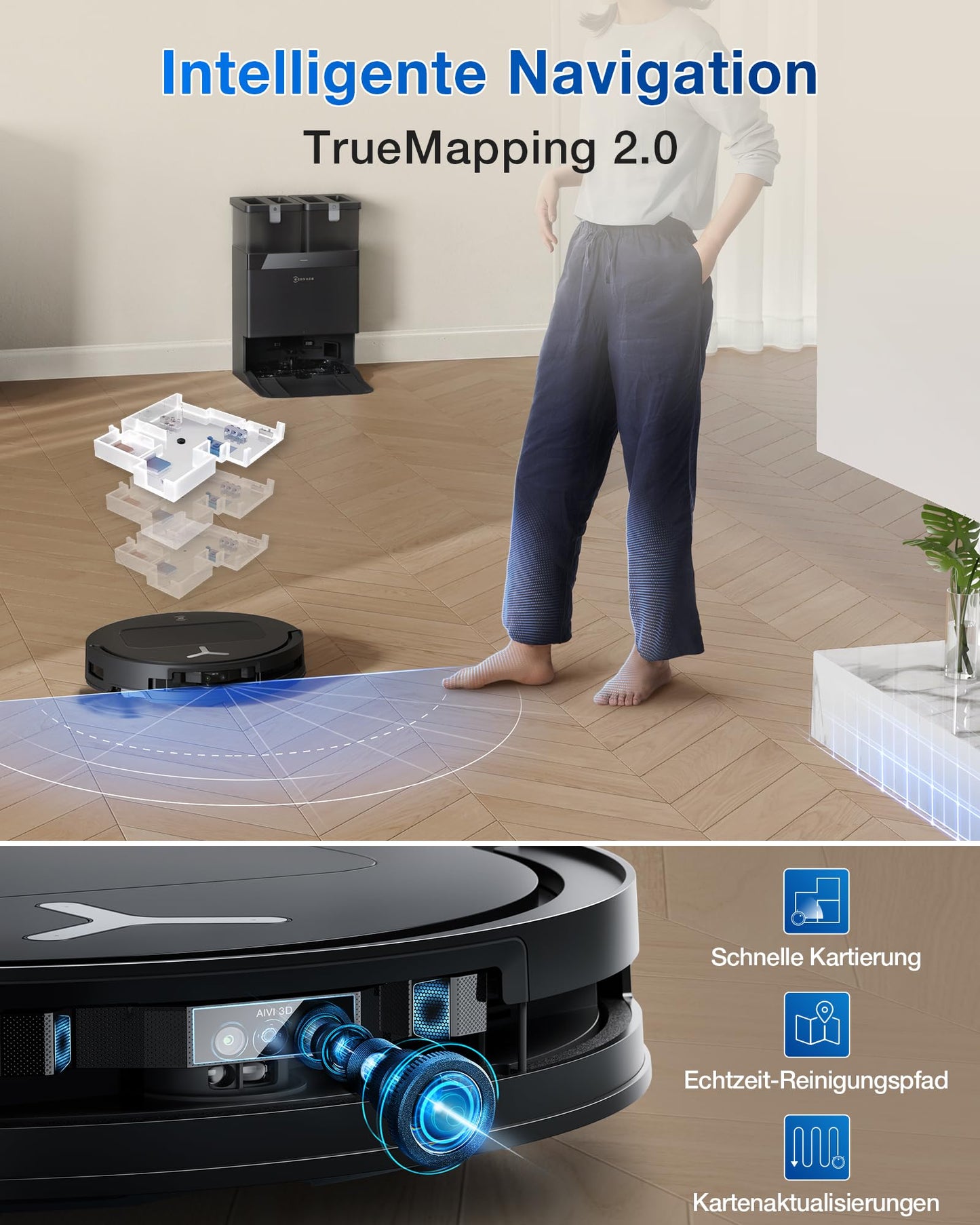 ECOVACS DEEBOT T50 PRO Omni Gen2 Saugroboter 21000Pa, Wischfunktion
