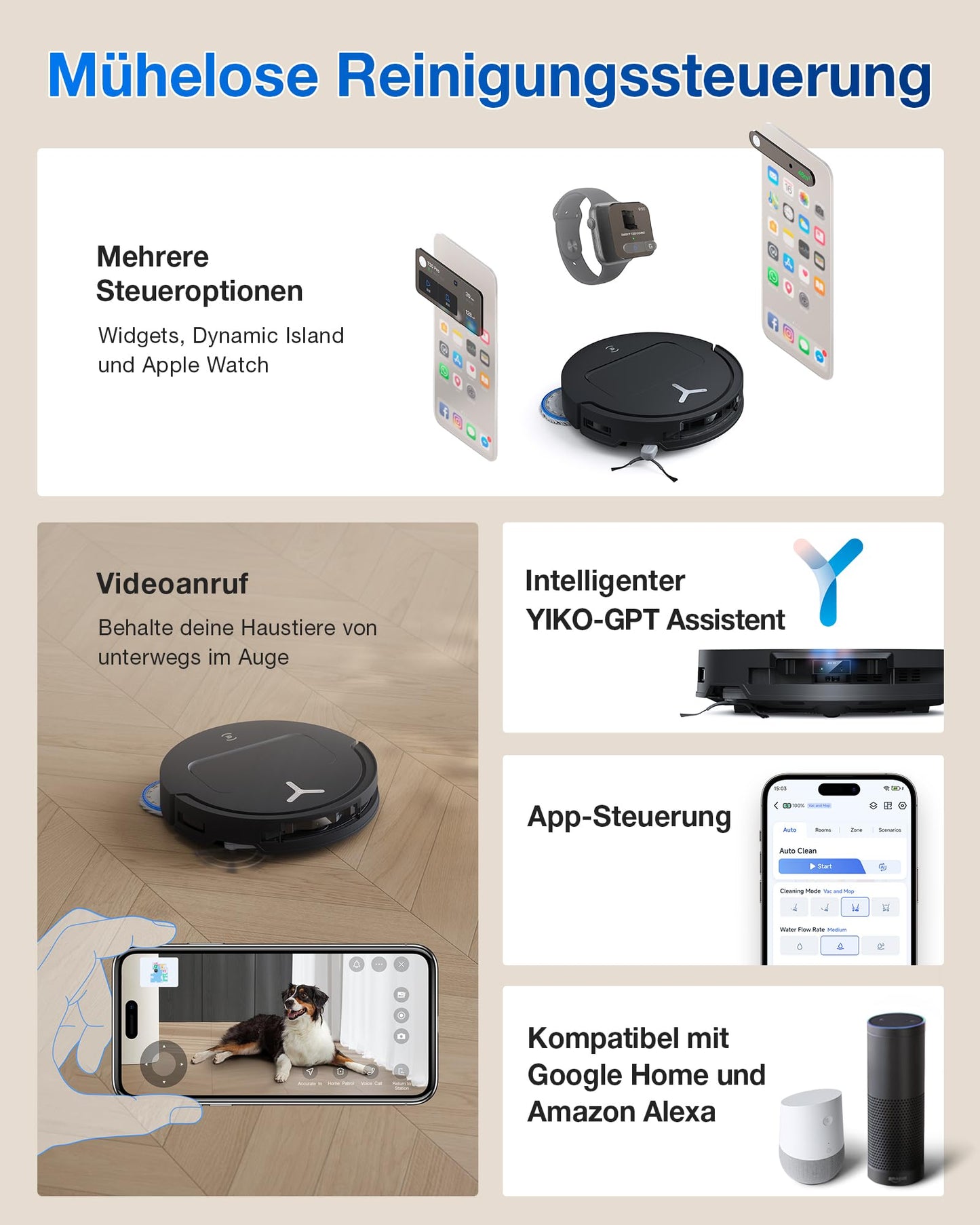 ECOVACS DEEBOT T50 PRO Omni Gen2 Saugroboter 21000Pa, Wischfunktion